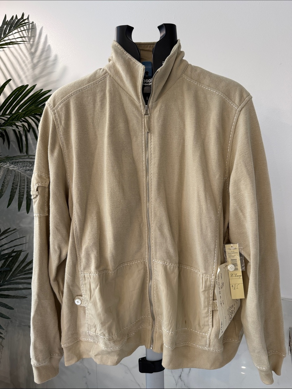 NWT 100% Cotton Lightweight Beige Zip-Front Shirt Jacket